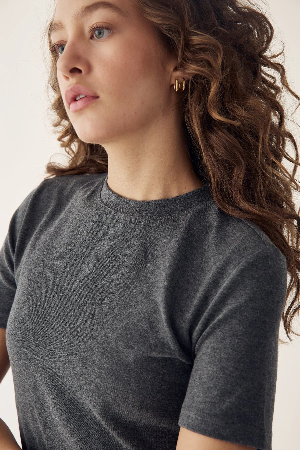 Lidie Ss Top - Dark Grey Melange
