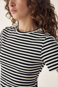 Lizzy Top - Ivory Black Stripe