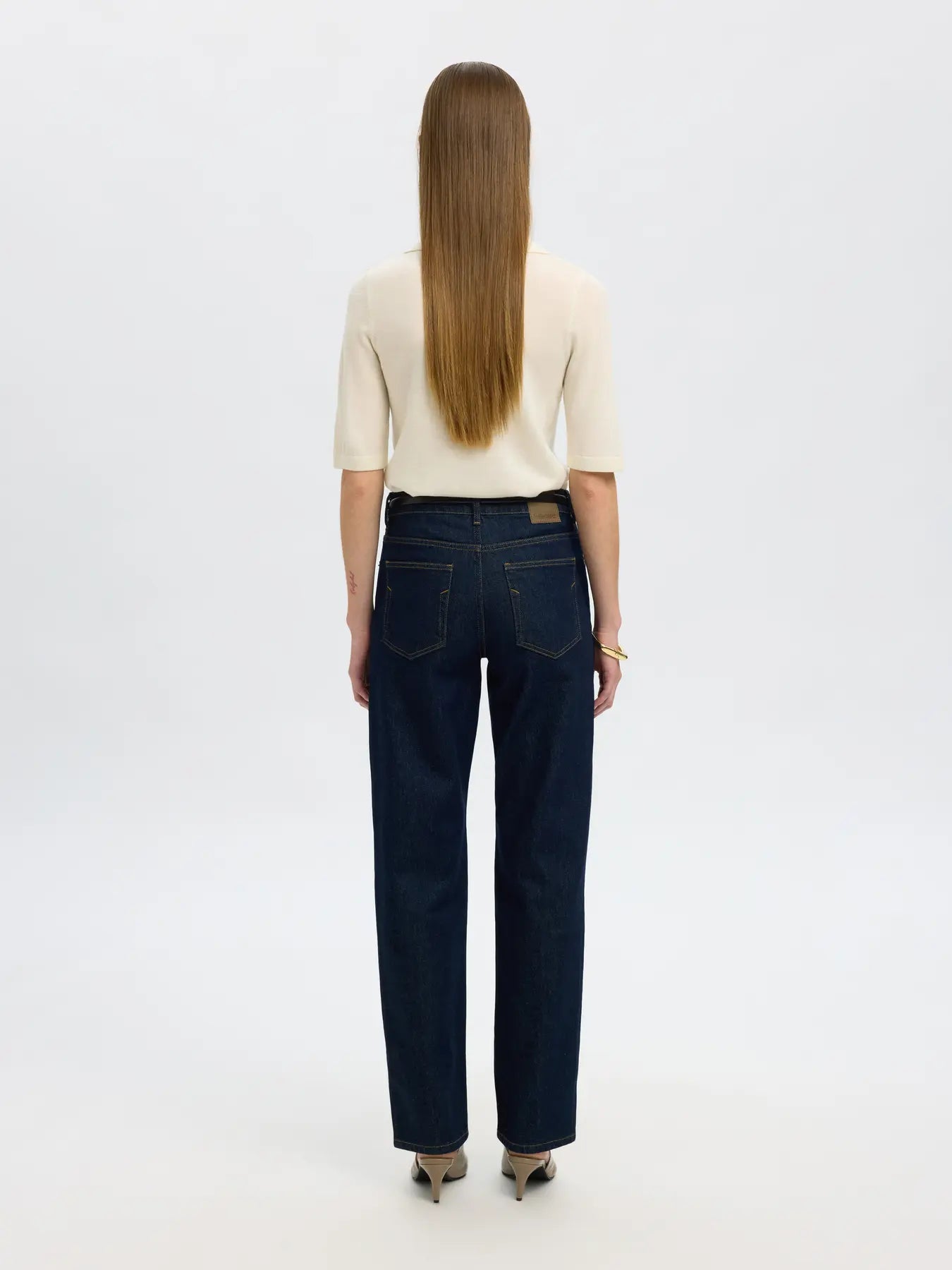 Thea 2/4 Knit Merino Collar Neck - Snow White