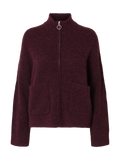 Sia Ras Ls Knit Zipper Kofta - Fig Melange
