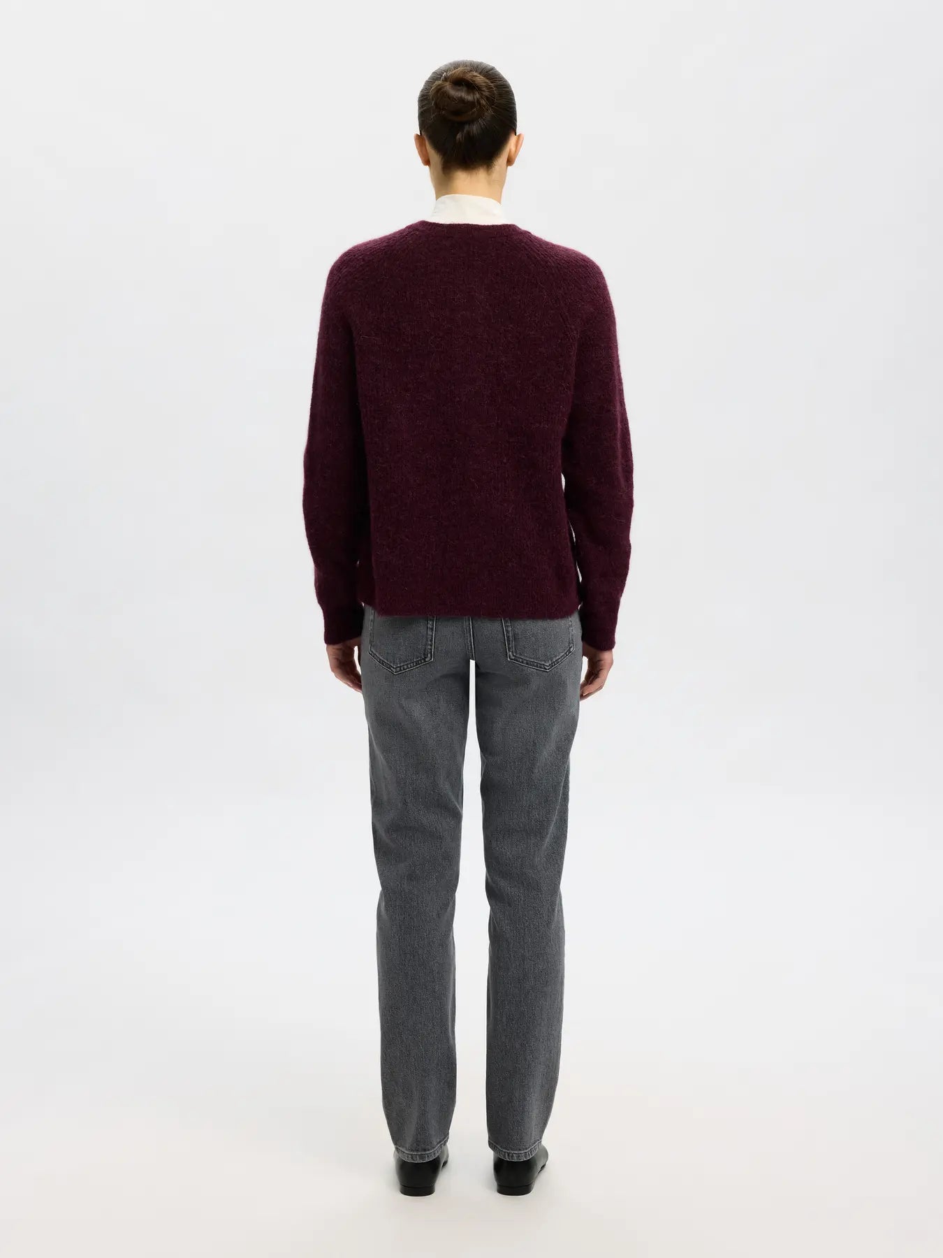 Lulu Ls Knit Short Cardigan - Fig Melange