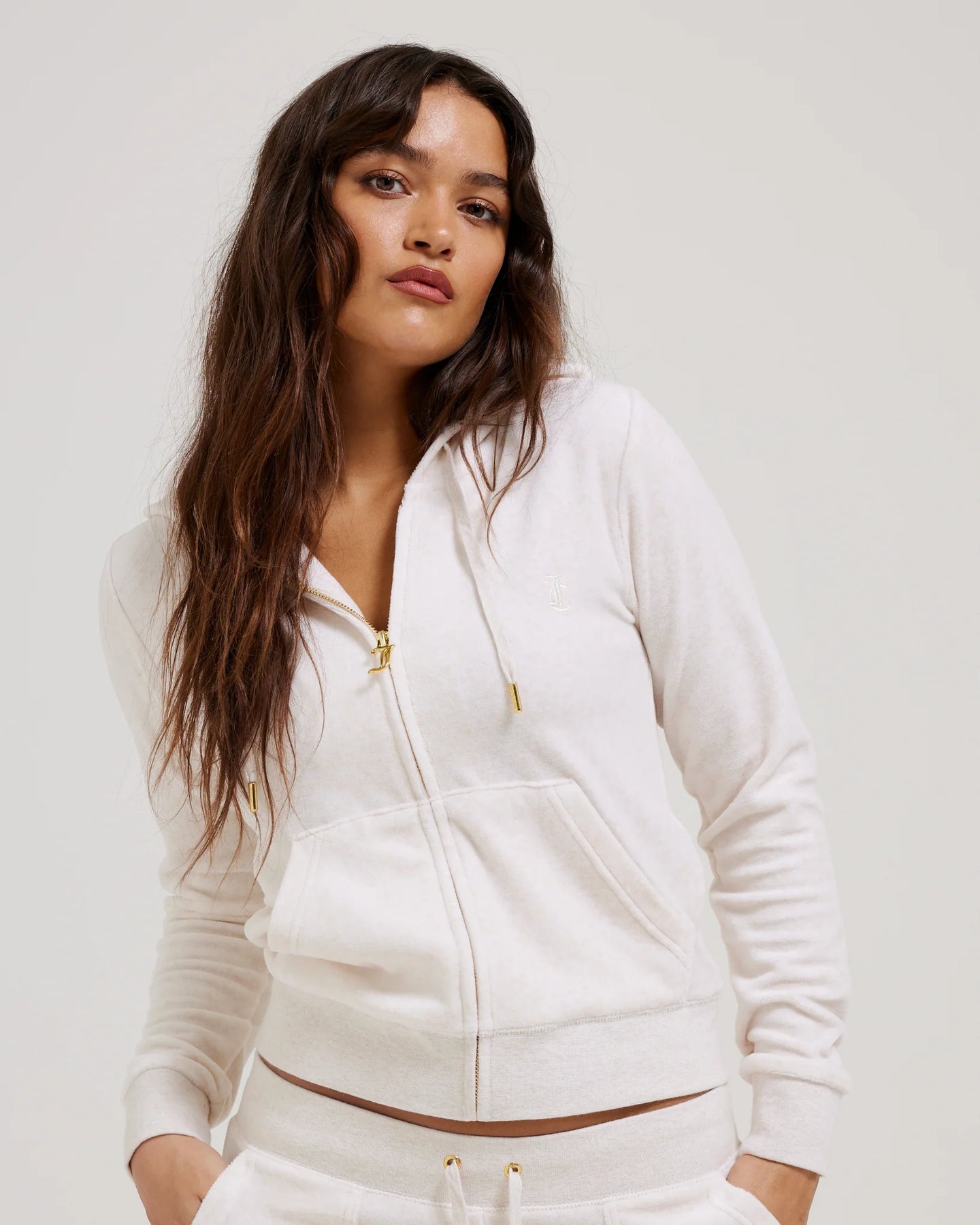 Robertson Classic Velour Zip Hoodie Gold Hw - Oatmeal Marl