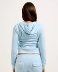 Robertson Classic Velour Zip Hoodie - Powder Blue Marl