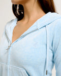Robertson Classic Velour Zip Hoodie - Powder Blue Marl