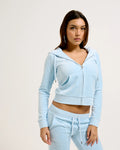 Robertson Classic Velour Zip Hoodie - Powder Blue Marl