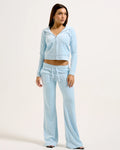 Robertson Classic Velour Zip Hoodie - Powder Blue Marl