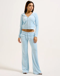 Layla Low Rise Flare Pocketed - Powder Blue Marl