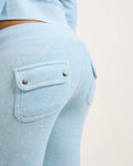 Layla Low Rise Flare Pocketed - Powder Blue Marl