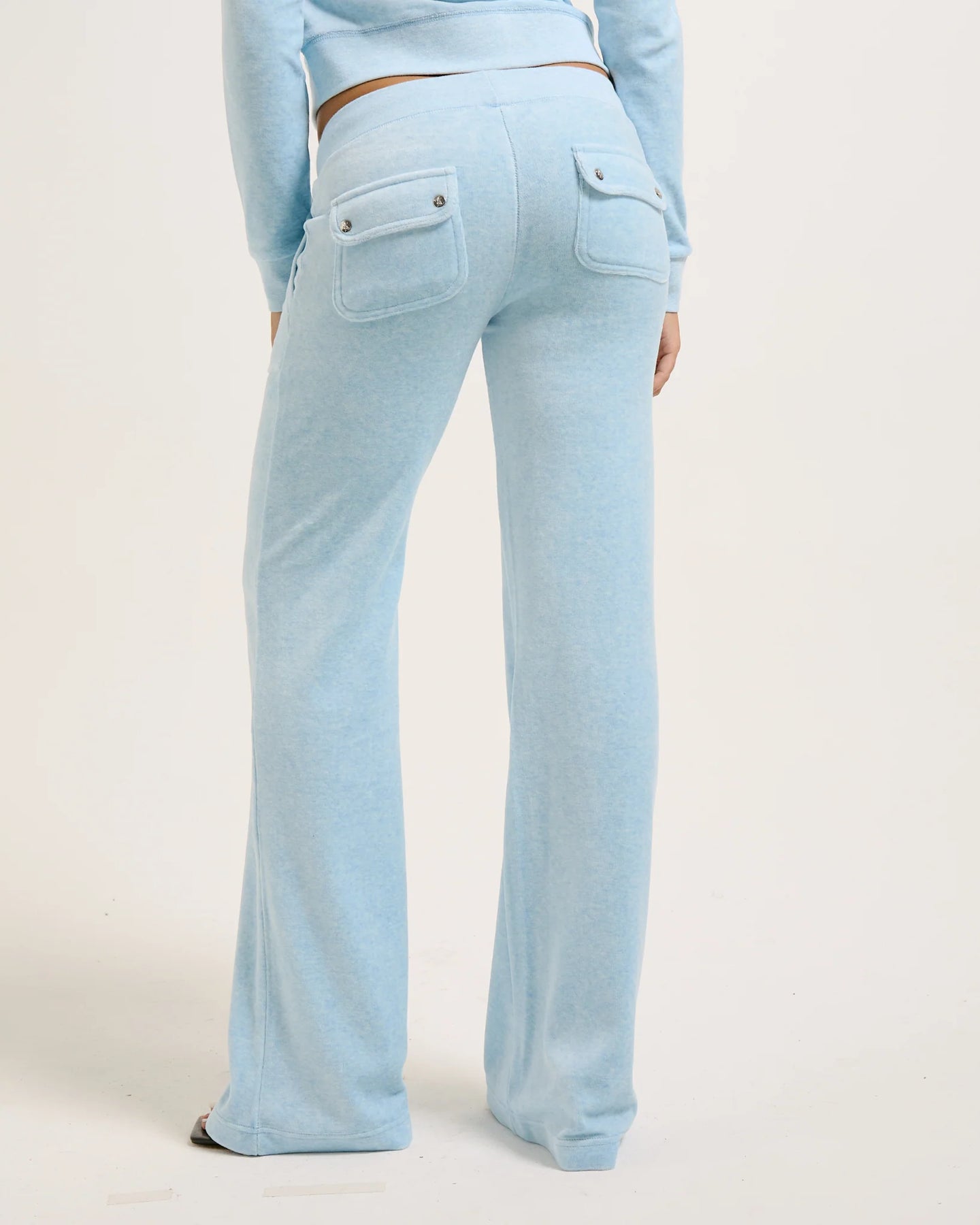Layla Low Rise Flare Pocketed - Powder Blue Marl