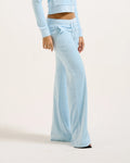 Layla Low Rise Flare Pocketed - Powder Blue Marl