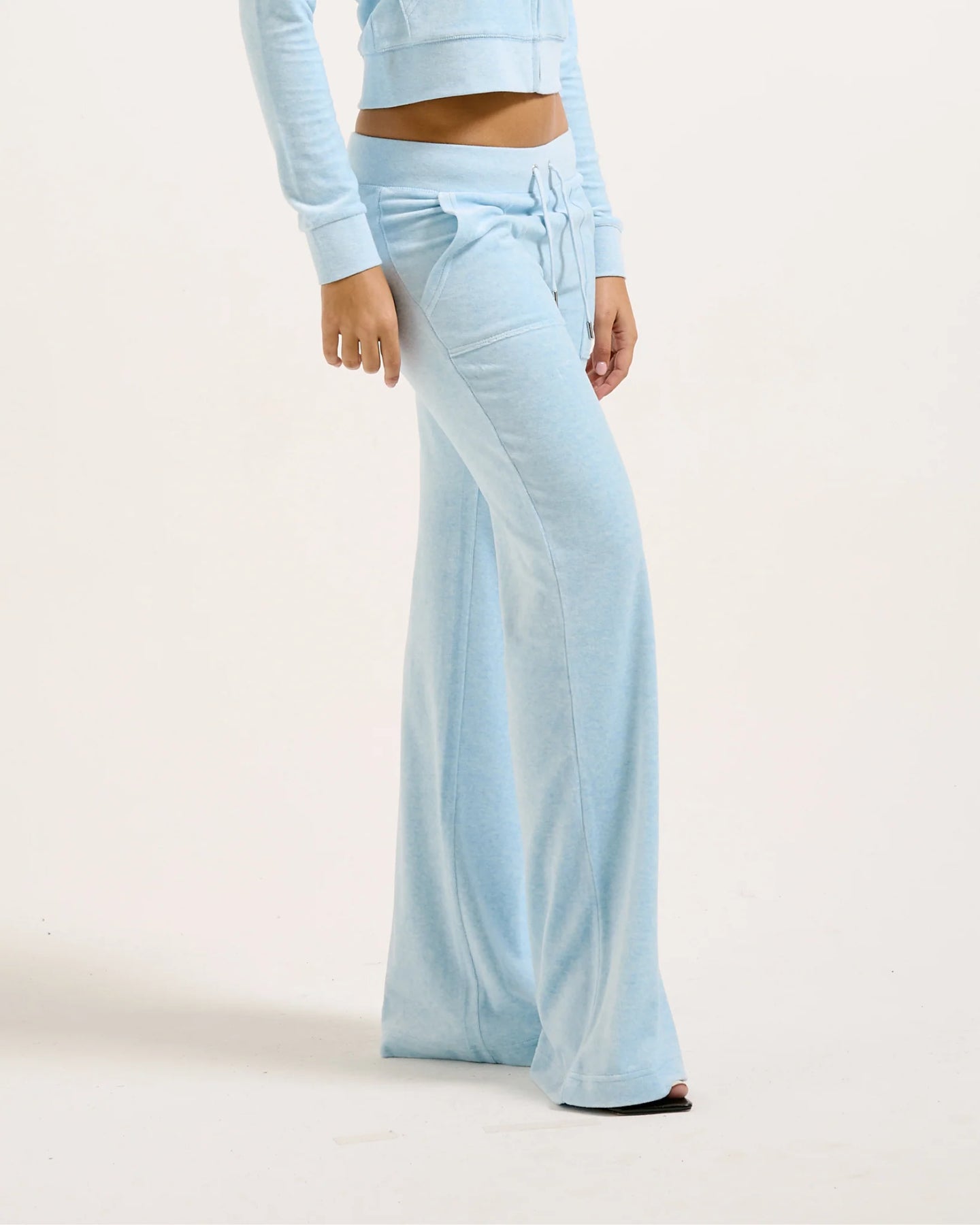 Layla Low Rise Flare Pocketed - Powder Blue Marl