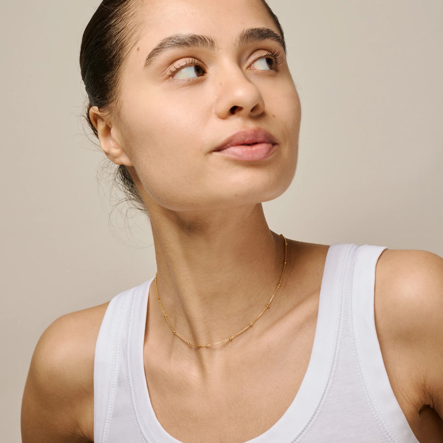 Beaded Chain Necklace - Guld