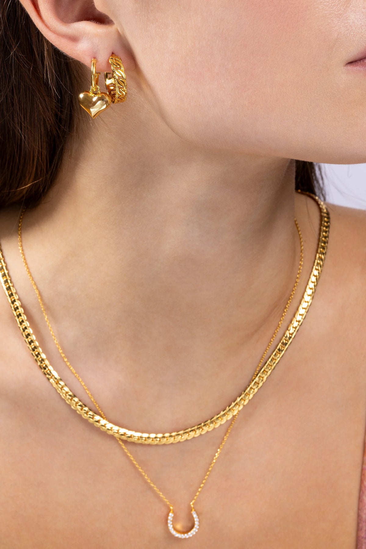 Golden Heart Earrings - Gold