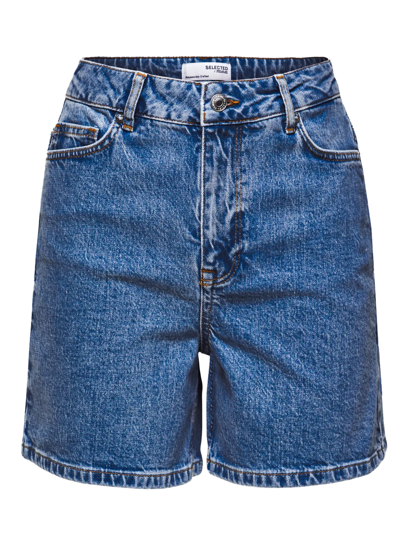 Krista HW Denimshorts - Medium Blue Denim