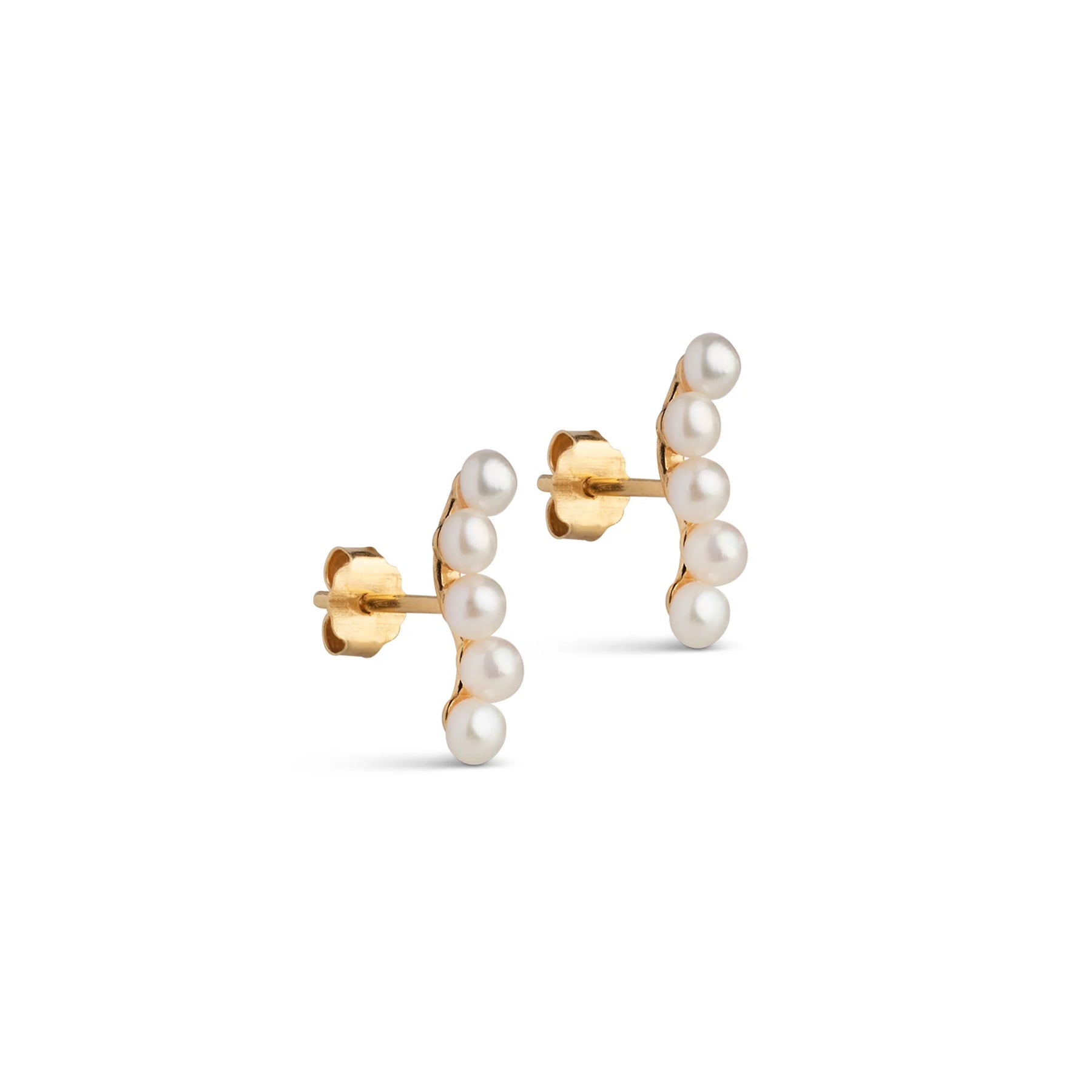 Evie Studs Pearls - Guld