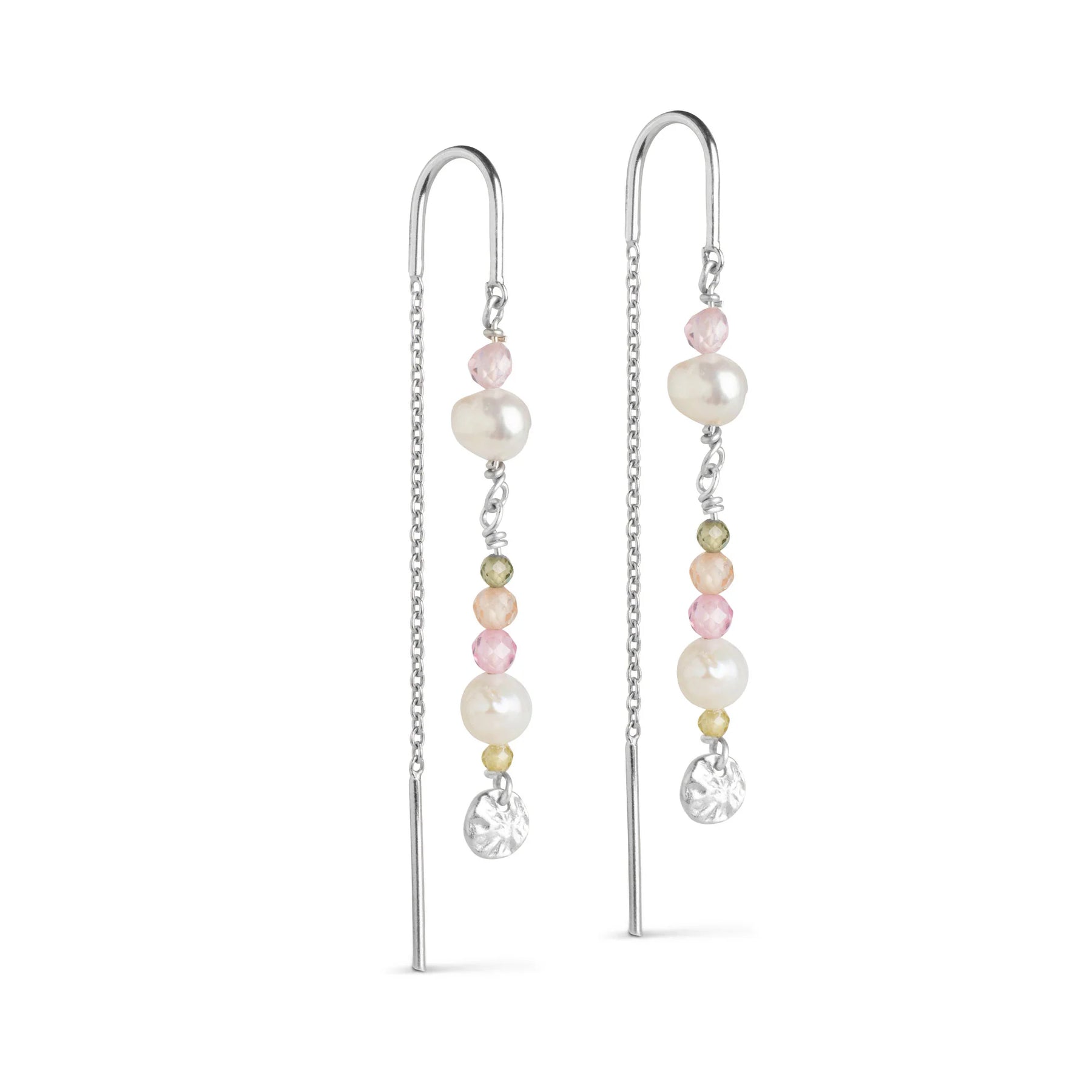 Sofia Earring Silver - Light Pink/Khaki Green/Peach/Pearl