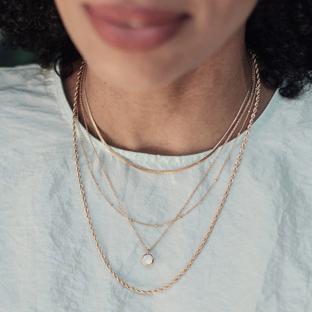 Satellite Flat Snake Layered Chains - Pale Gold
