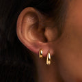 Mini Domed Huggie Hoops - Pale Gold