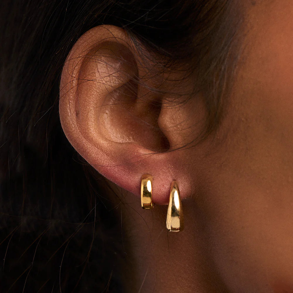 Mini Domed Huggie Hoops - Pale Gold