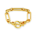 Rectangular Link T-Bar Bracelet - Pale Gold