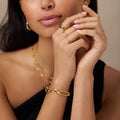 Rectangular Link T-Bar Bracelet - Pale Gold