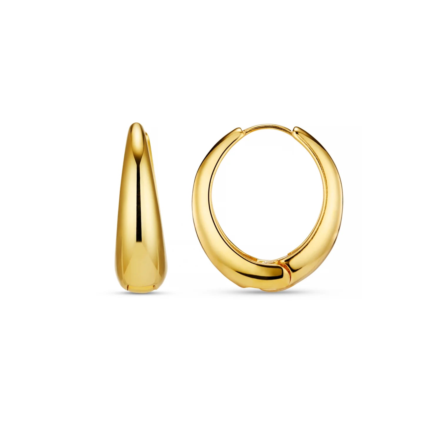 Large Tapered Hoop Earrings - Guld