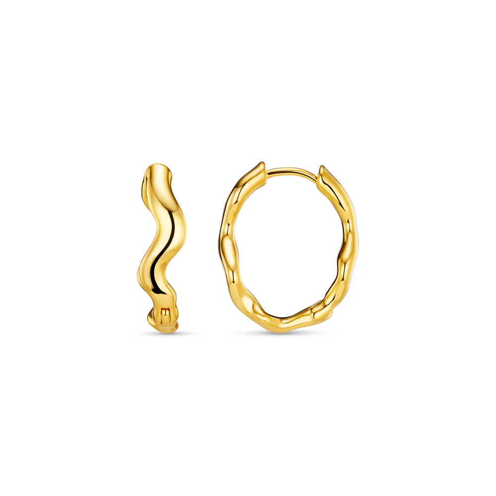 Organic Wave Oval Hoops - Pale Gold