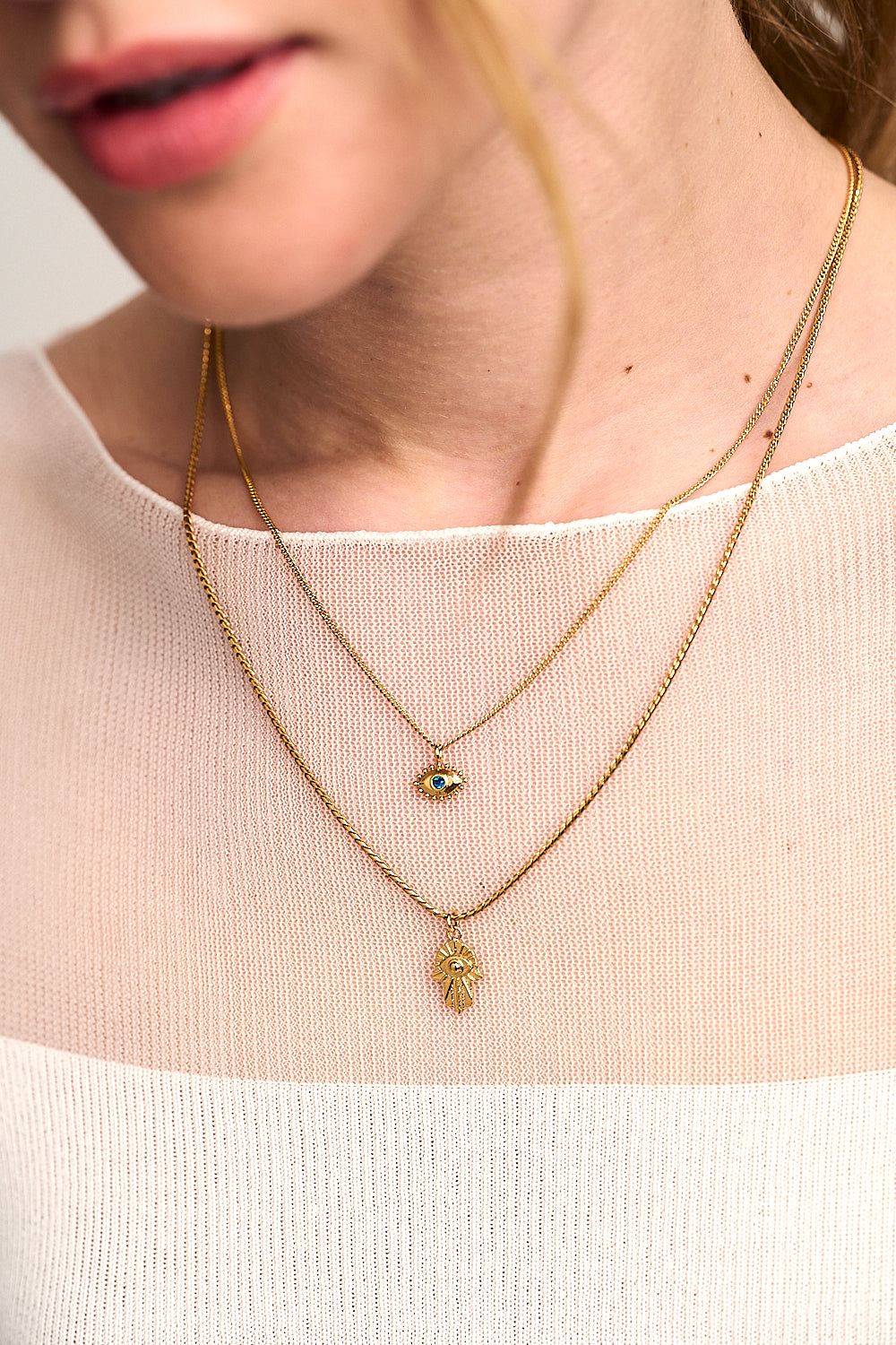 Evil Eye Ditsy Charm Necklace - Capri