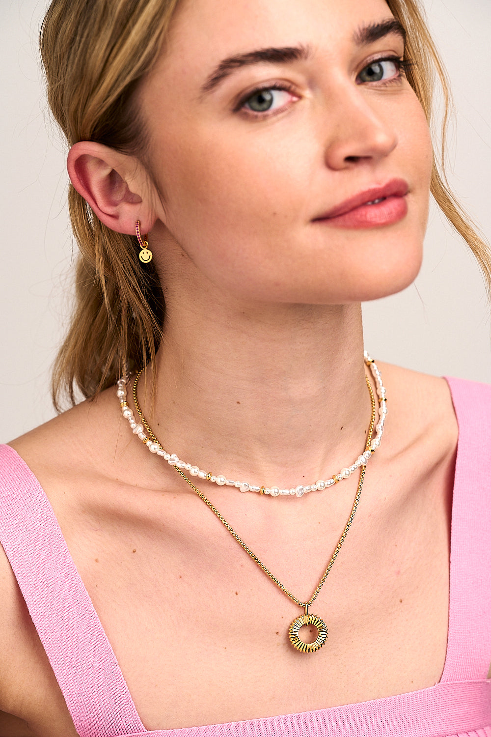 Mixed Pearl & Gold Bead Necklace - Pearl