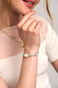 Turquoise Chip & Stationed Pearl Bracelet - Turquoise