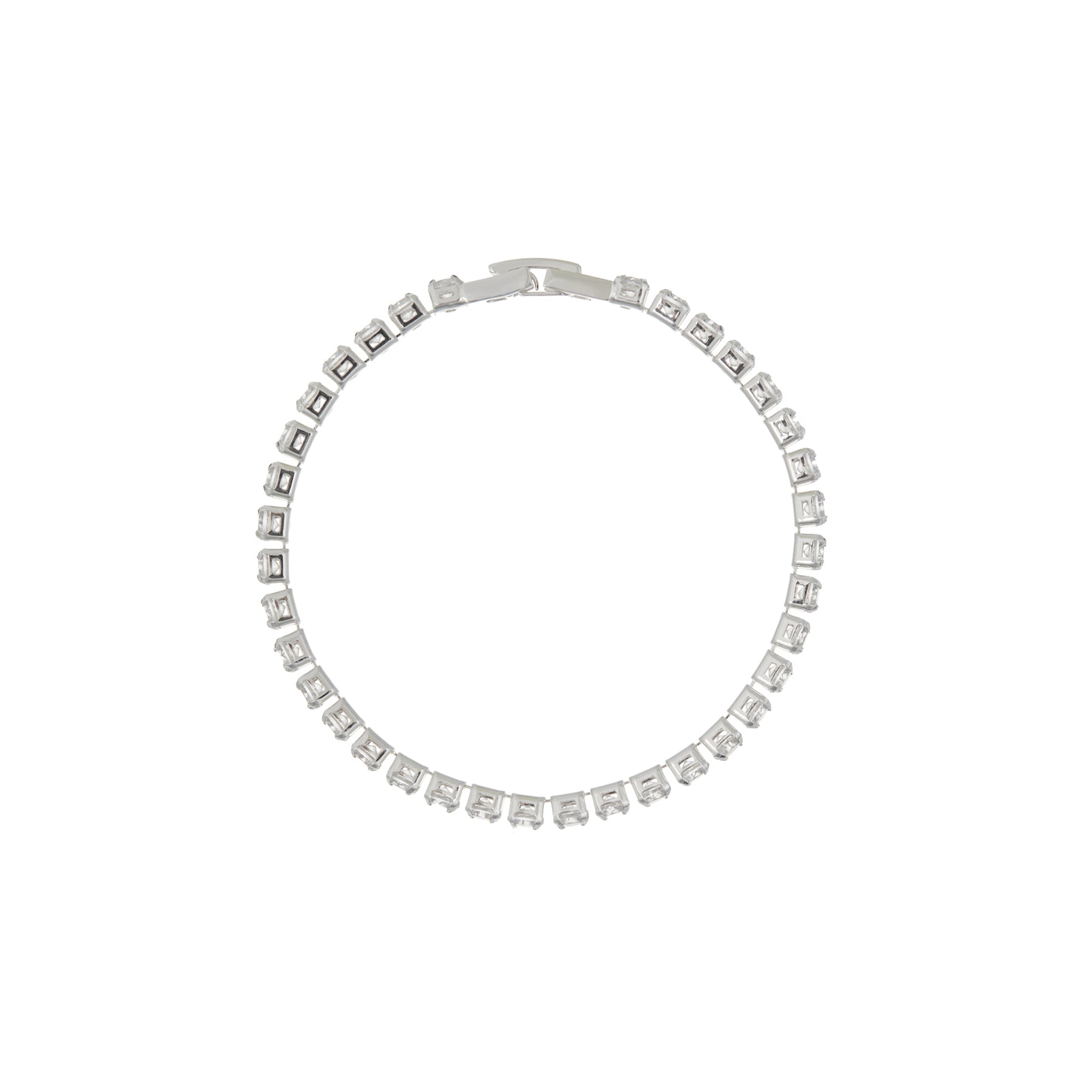 Crystal Cup Chain Tennis Bracelet  - Silver