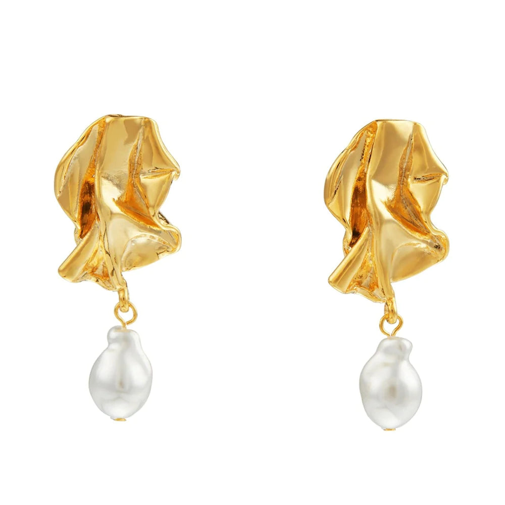 Scrunch Statement Pearl Drop Earring - Pearl