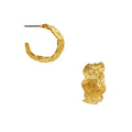 Hammered Leaf Hoop - Pale Gold