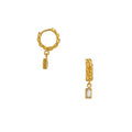 Sw Baguette & Chain Huggie Hoops - Crystal