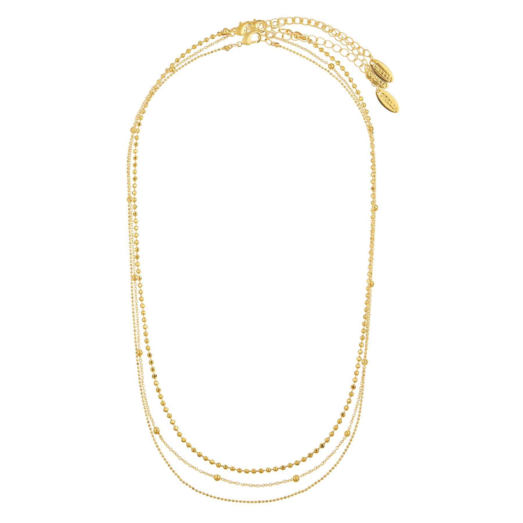 Fine Ball Chain 3-Row Necklace - Pale Gold