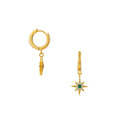 Emerald Pave Starburst Huggie - Pale Gold