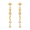 Mixed Celestial Charm Drop Earrings - Pale Gold