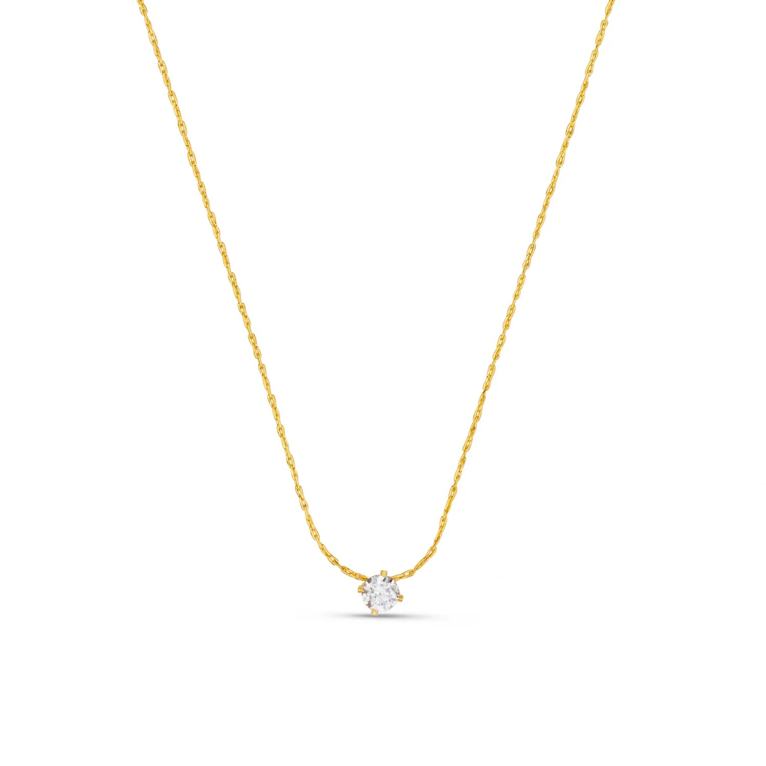 Fine Stationed Crystal Collar Necklace - Pale Gold
