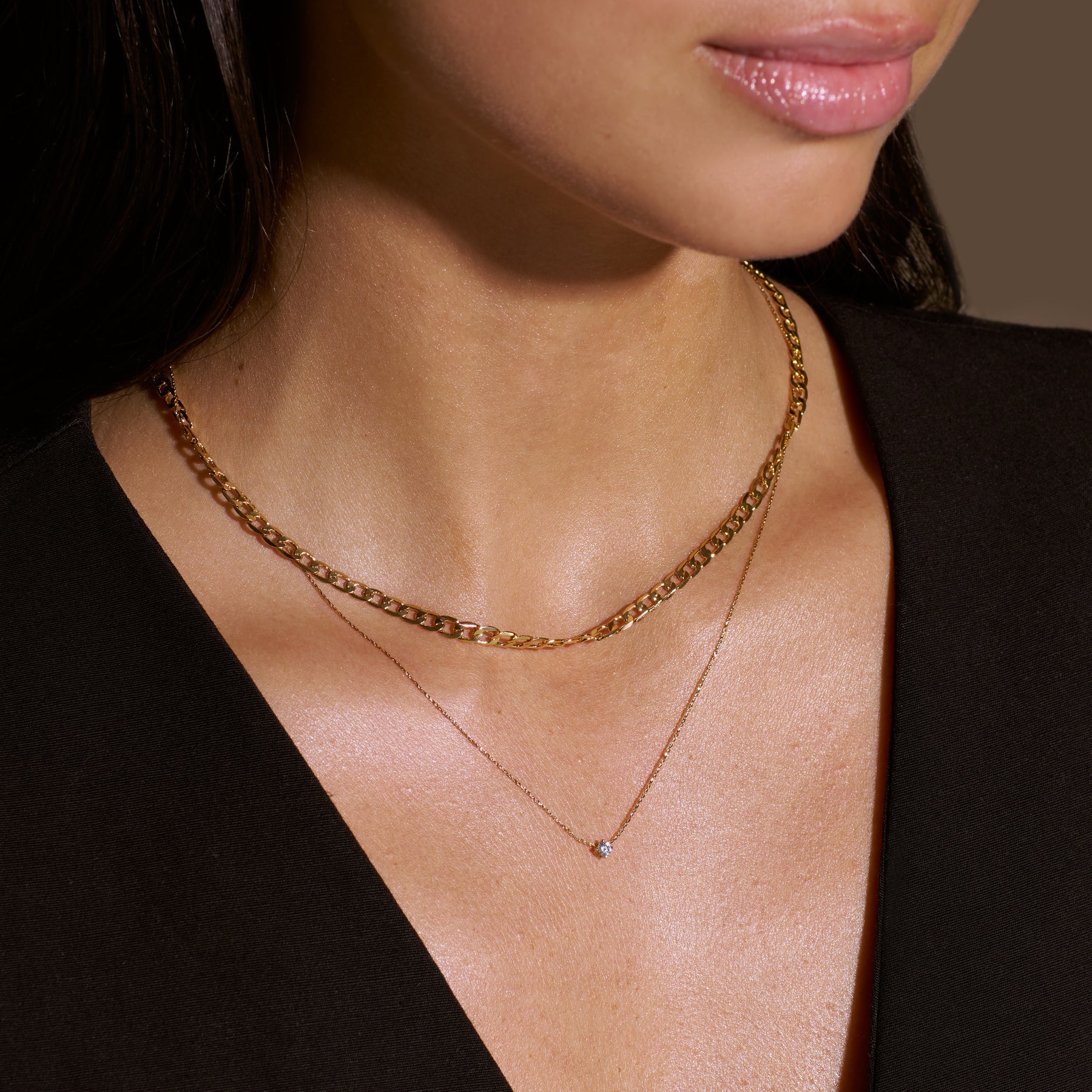 Fine Stationed Crystal Collar Necklace - Pale Gold