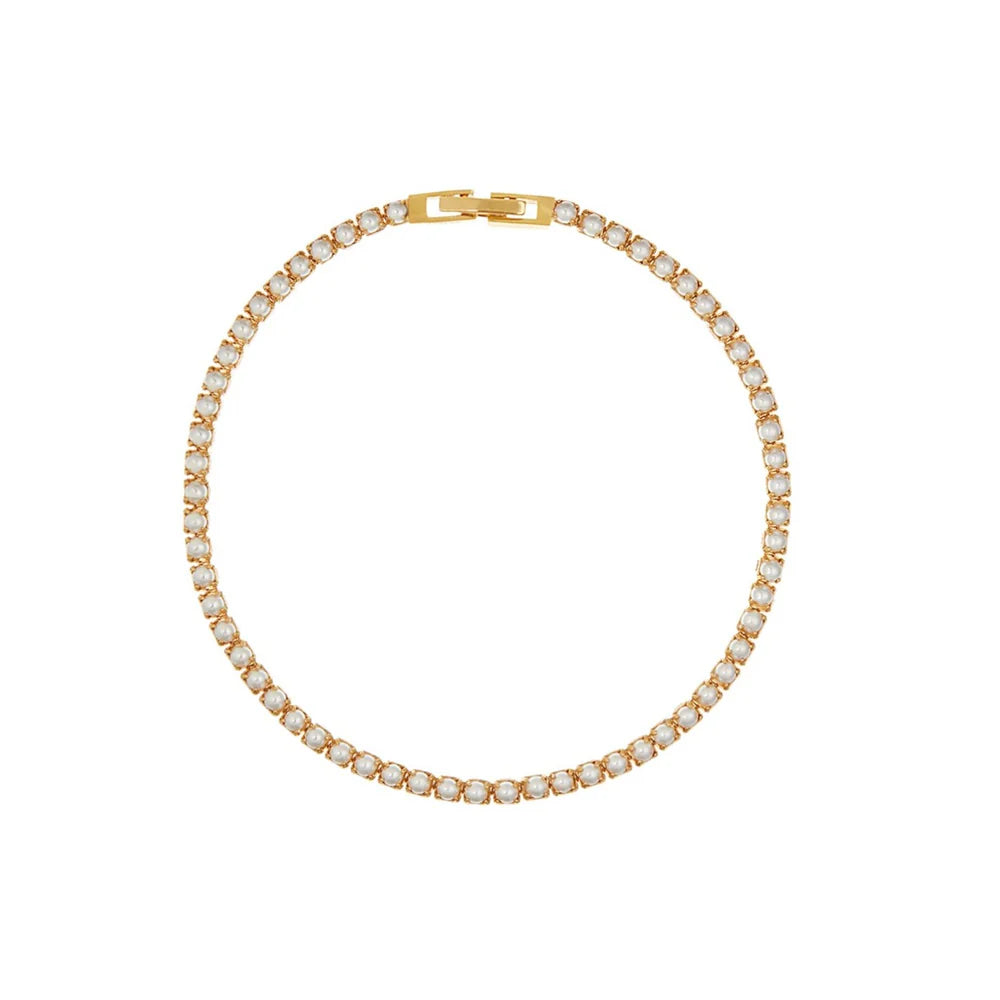 Pearl Tennisarmband - Pale Gold