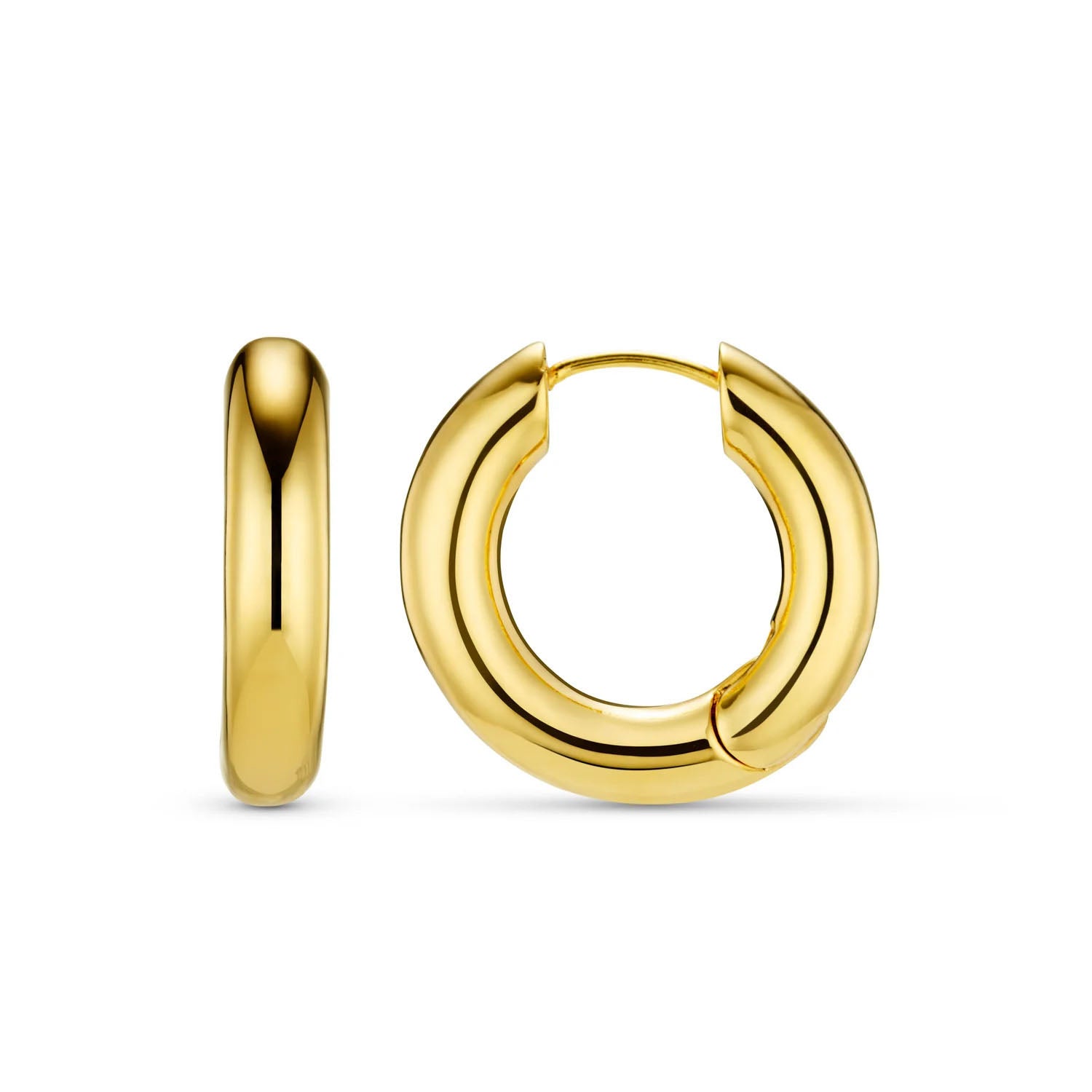 Polished Chubby Mid-Size Hoop - Pale Gold