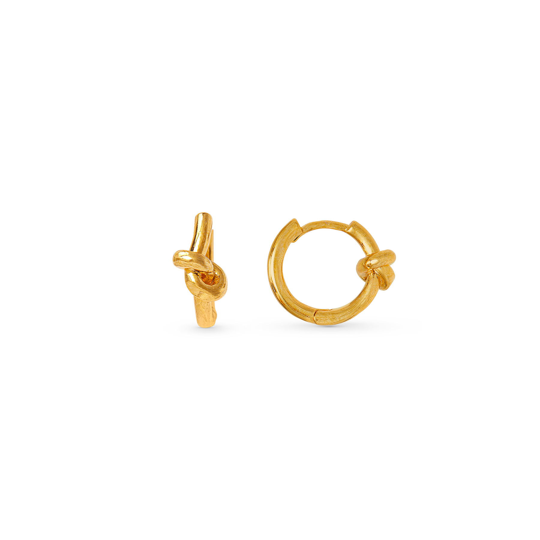 Polished Knot Huggie Hoop - Pale Gold
