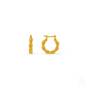 Twist Textured Small Hoop - Pale Gold