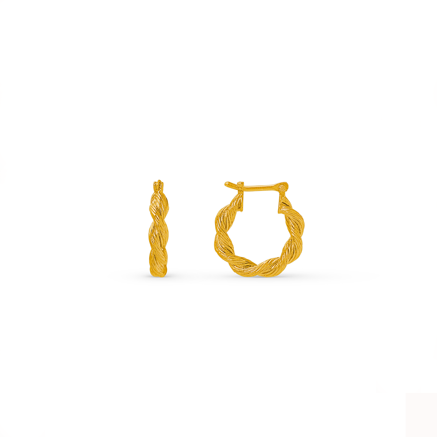 Twist Textured Small Hoop - Pale Gold