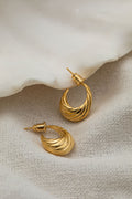 Tapered Dome Twist Hoop - Pale Gold