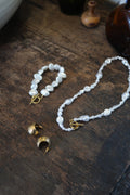Statement Organic Mixed Pearl T-Bar Necklace - Pale Gold