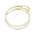 Snake Chain & Pearl Anklet 2 Pack - Pearl