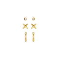 Polished Cross & Micro Hoop 6 Pack - Gold