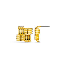 Statement Woven Square Stud Earrings - Gold