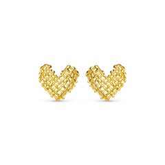 Statement Woven Heart Stud Earring - Gold